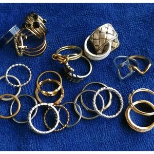 Lot of 27 Gold and Silver Rings